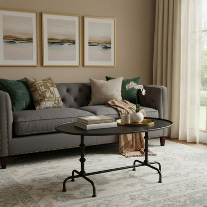 38" Silver Aluminum Oval Coffee Table HomeRoots