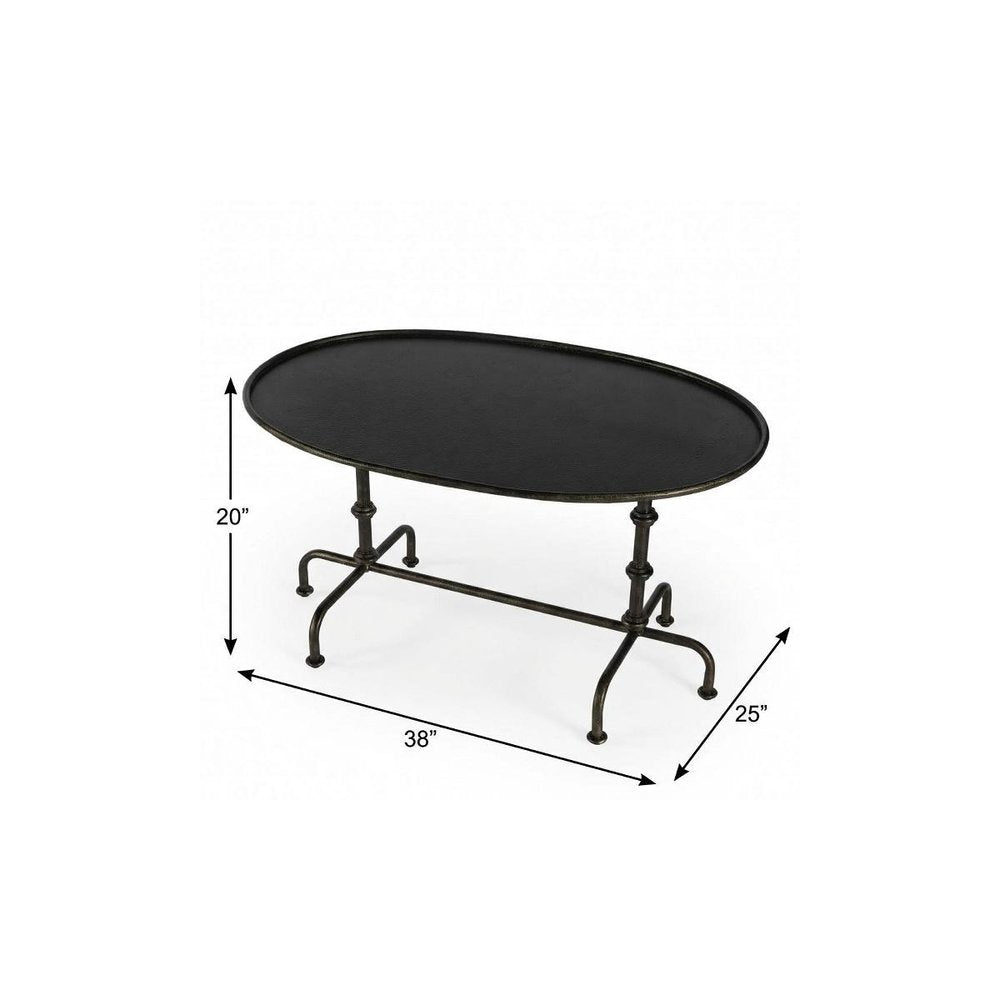38" Silver Aluminum Oval Coffee Table HomeRoots
