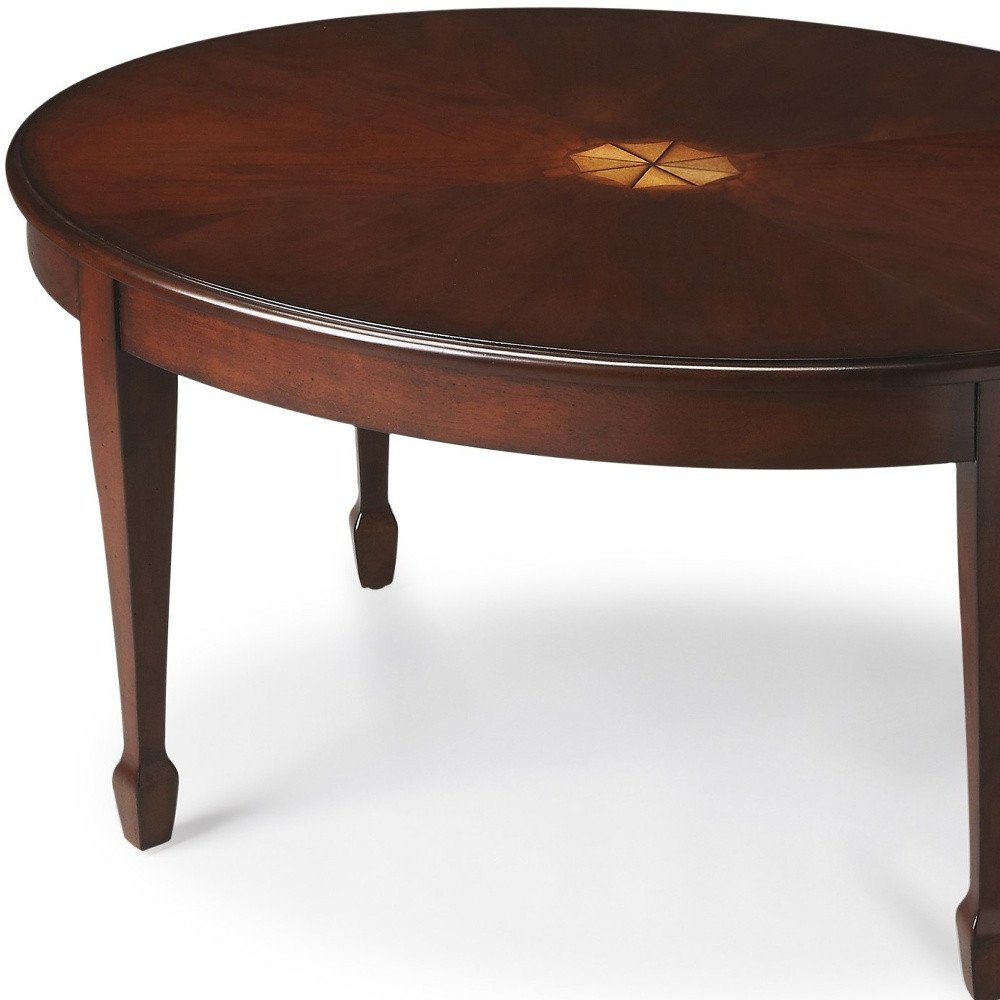 38" Brown and Dark Brown Wood Oval Coffee Table HomeRoots