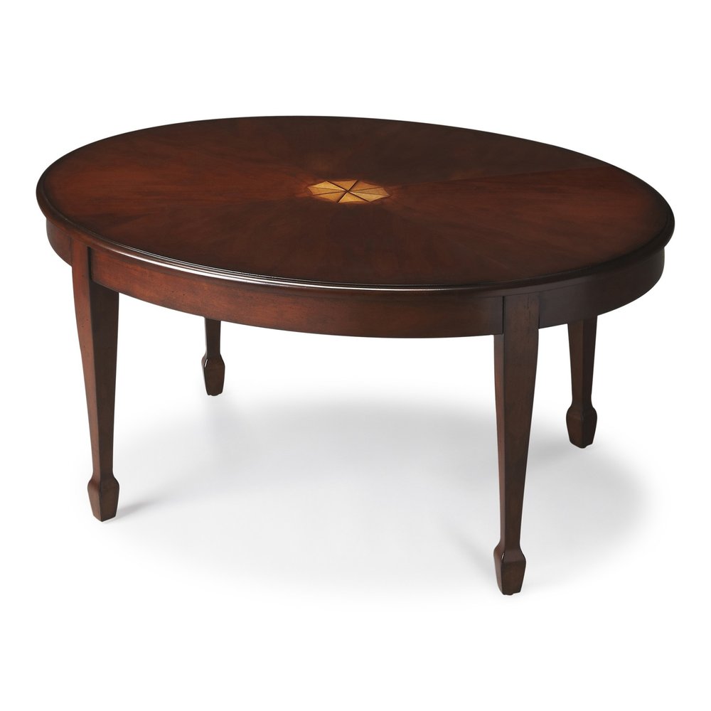 38" Brown and Dark Brown Wood Oval Coffee Table HomeRoots