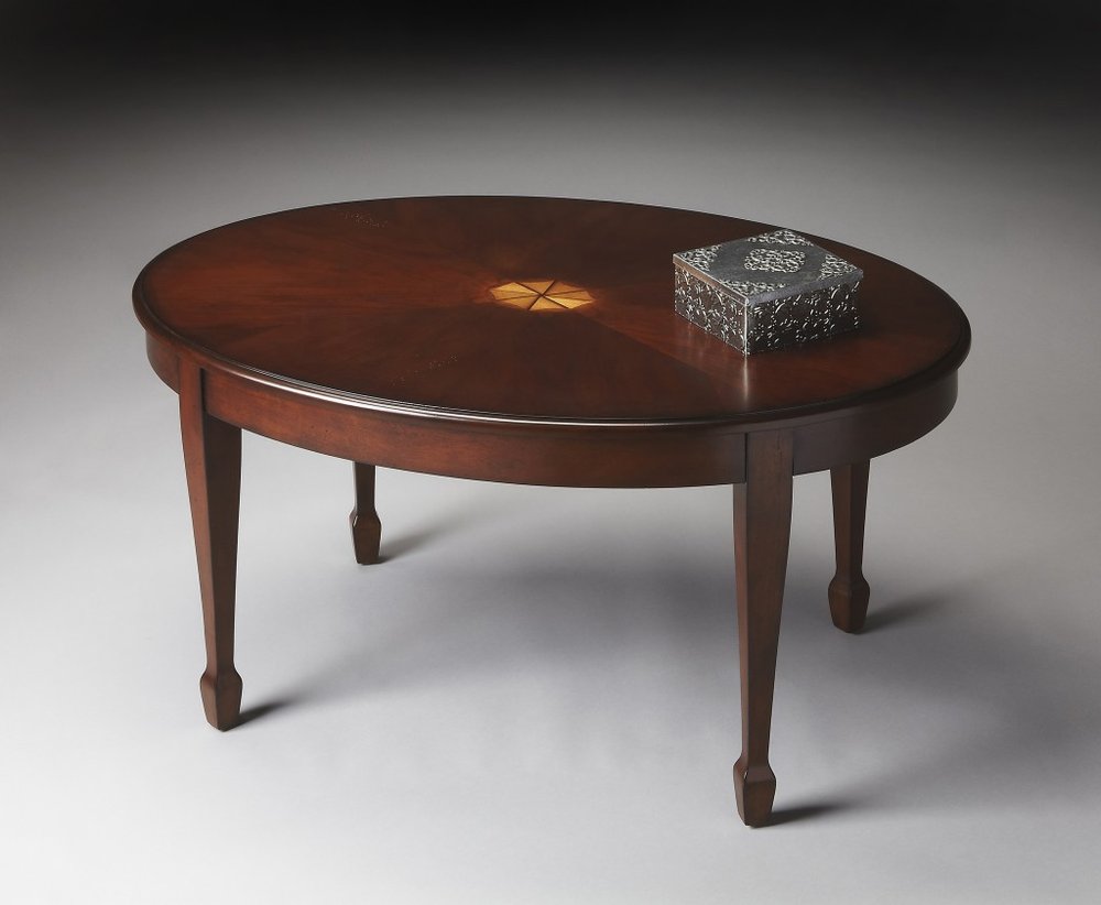 38" Brown and Dark Brown Wood Oval Coffee Table HomeRoots