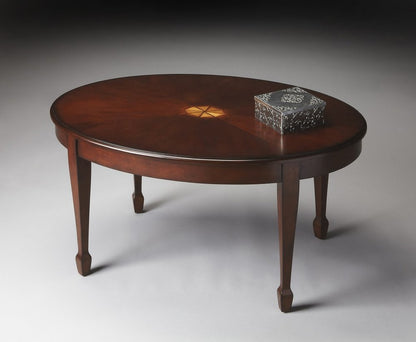 38" Brown and Dark Brown Wood Oval Coffee Table HomeRoots