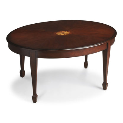 38" Brown and Dark Brown Wood Oval Coffee Table HomeRoots