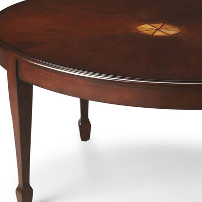 38" Brown and Dark Brown Wood Oval Coffee Table HomeRoots