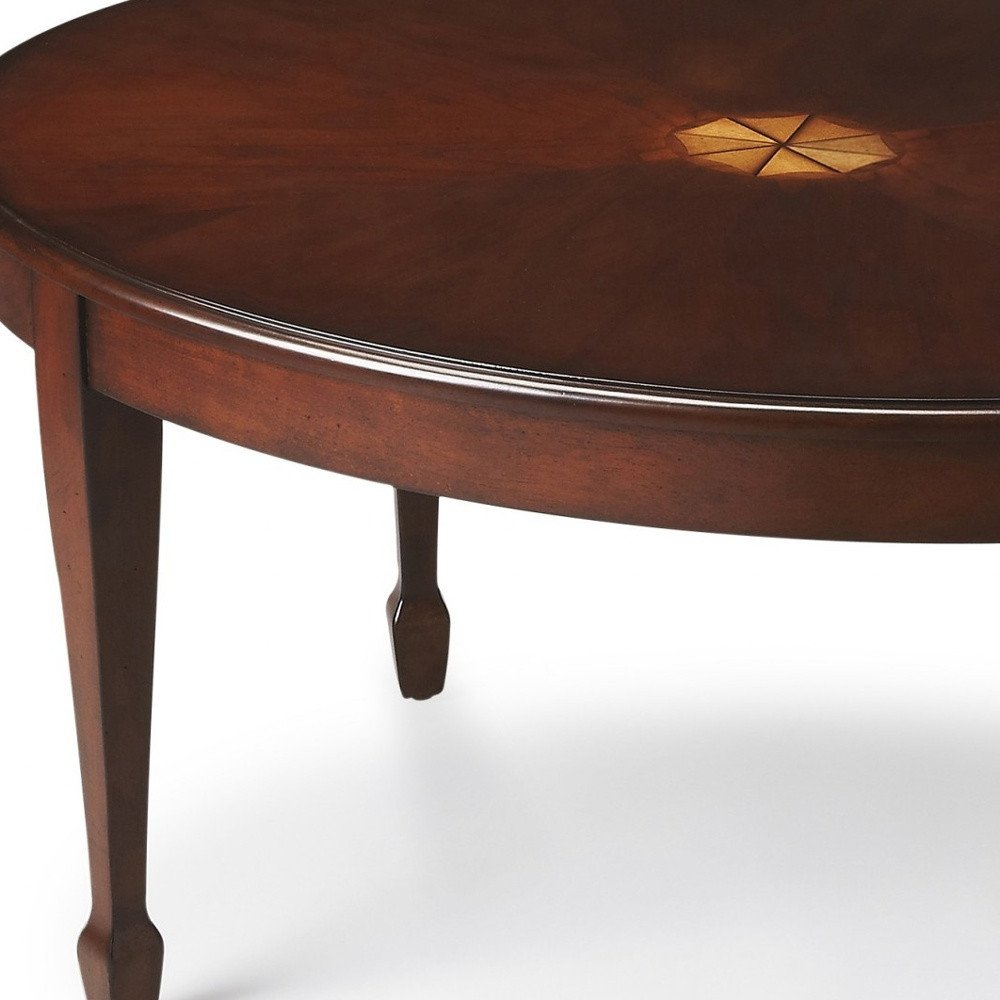 38" Brown and Dark Brown Wood Oval Coffee Table HomeRoots