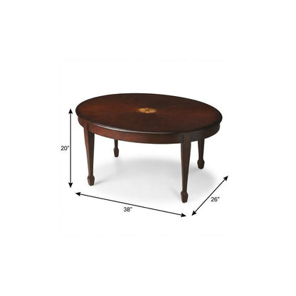 38" Brown and Dark Brown Wood Oval Coffee Table HomeRoots