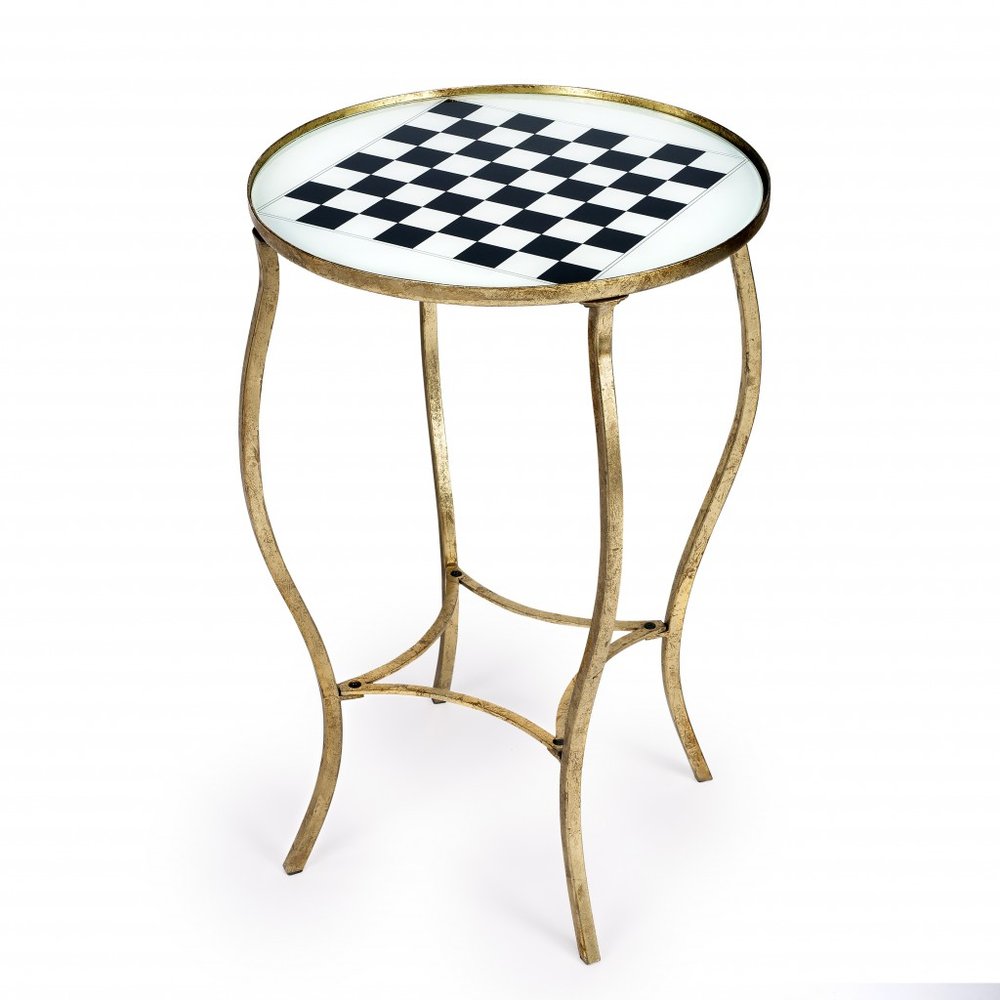 19" White and Gold Glass and Metal Round Coffee Table HomeRoots