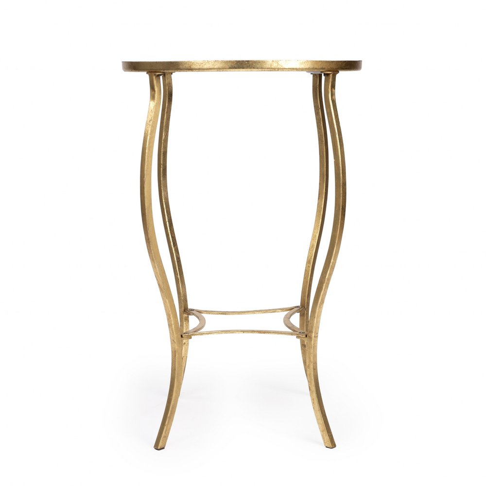 19" White and Gold Glass and Metal Round Coffee Table HomeRoots