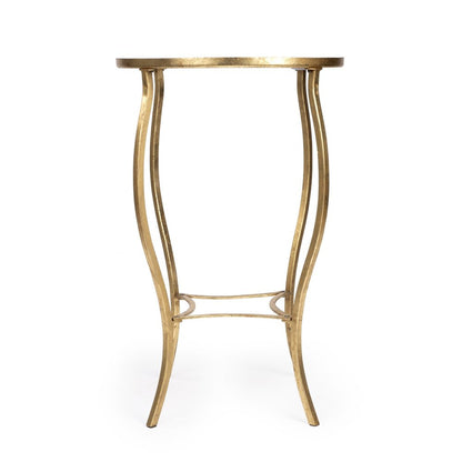 19" White and Gold Glass and Metal Round Coffee Table HomeRoots