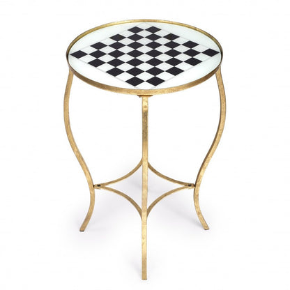 19" White and Gold Glass and Metal Round Coffee Table HomeRoots