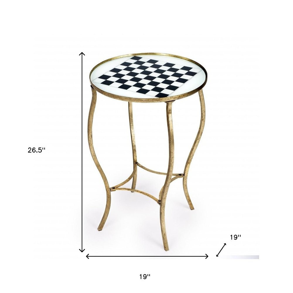 19" White and Gold Glass and Metal Round Coffee Table HomeRoots