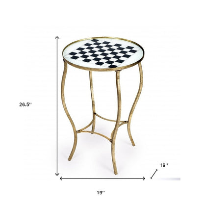 19" White and Gold Glass and Metal Round Coffee Table HomeRoots