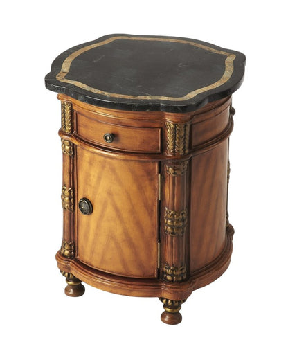 20" Black and Brown Stone and Wood Free Form Coffee Table With Drawer HomeRoots