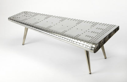 60" Silver Aluminum and Metal Coffee Table HomeRoots