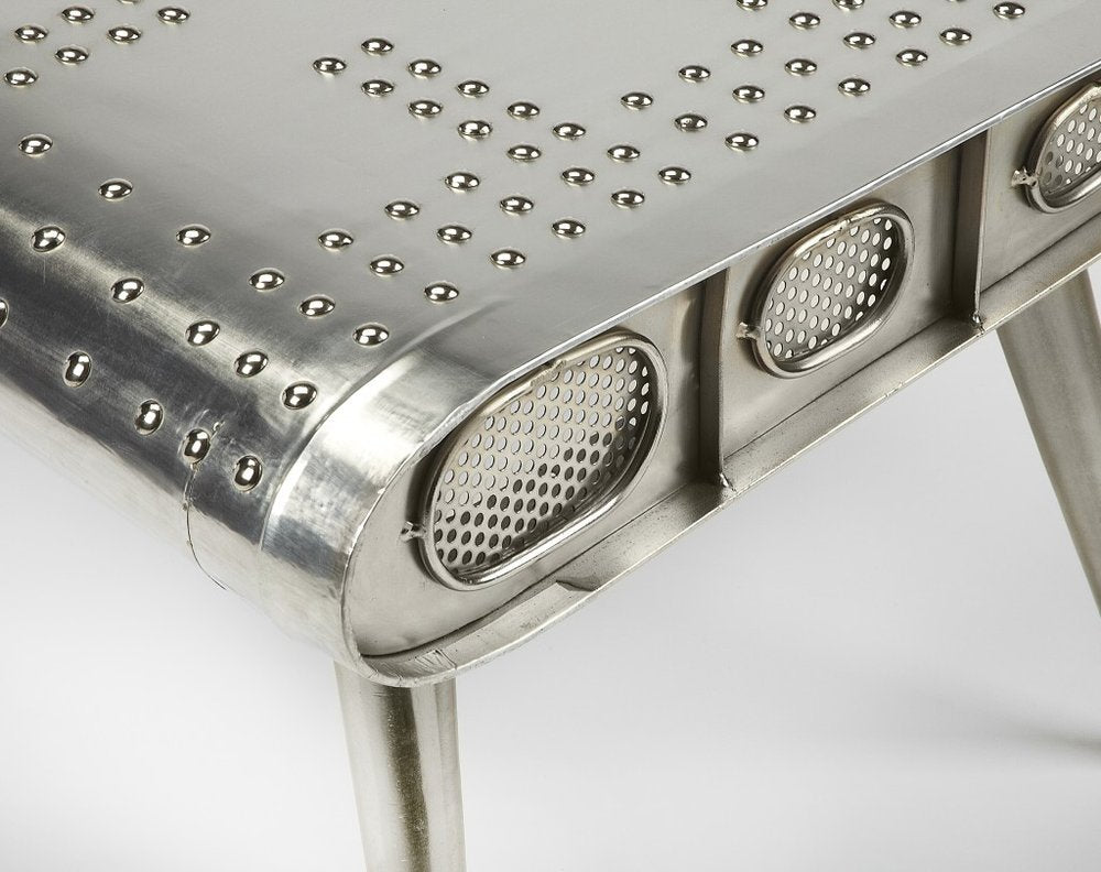 60" Silver Aluminum and Metal Coffee Table HomeRoots