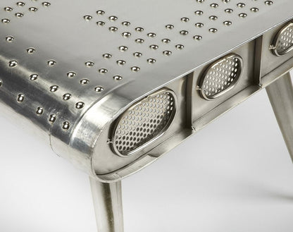 60" Silver Aluminum and Metal Coffee Table HomeRoots