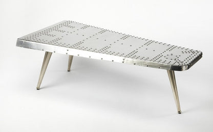 60" Silver Aluminum and Metal Coffee Table HomeRoots