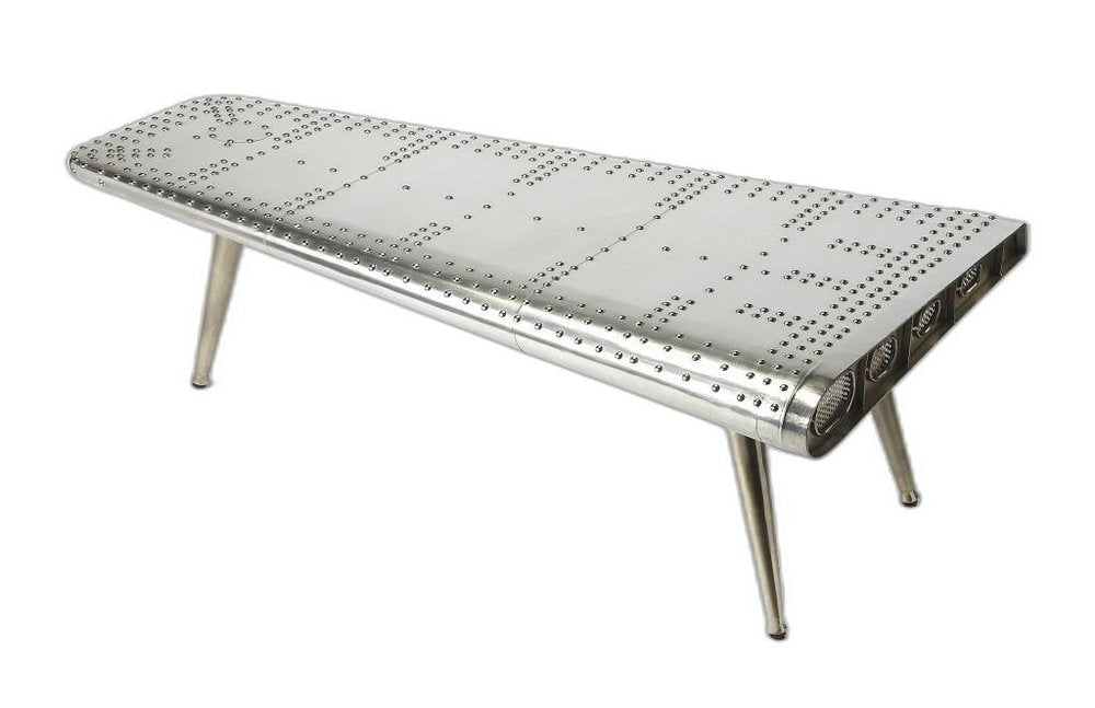 60" Silver Aluminum and Metal Coffee Table HomeRoots