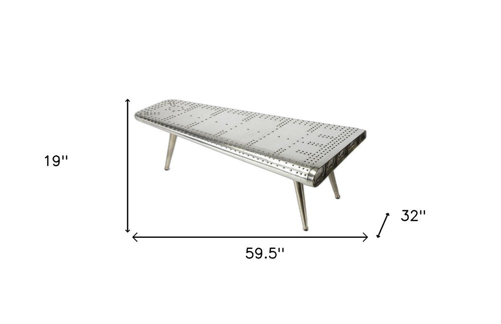60" Silver Aluminum and Metal Coffee Table HomeRoots