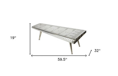60" Silver Aluminum and Metal Coffee Table HomeRoots