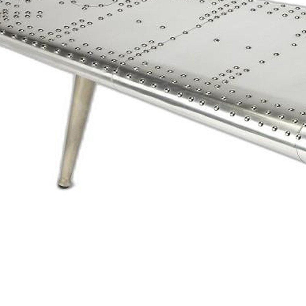 60" Silver Aluminum and Metal Coffee Table HomeRoots
