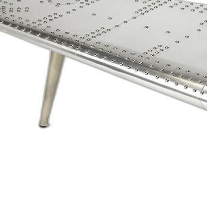 60" Silver Aluminum and Metal Coffee Table HomeRoots