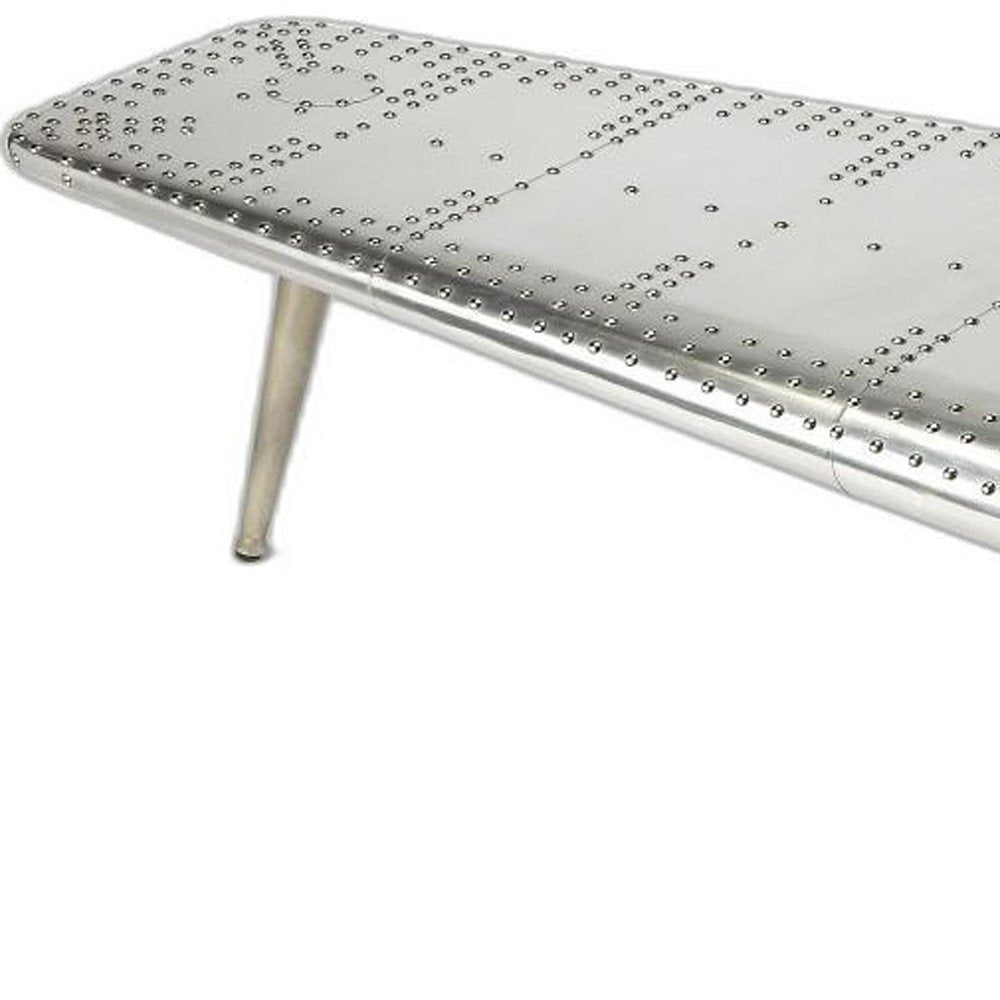 60" Silver Aluminum and Metal Coffee Table HomeRoots
