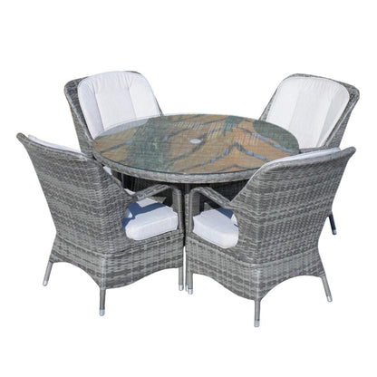 Five Piece Gray Round Glass Dining Set HomeRoots