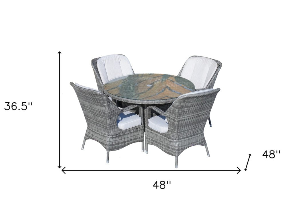 Five Piece Gray Round Glass Dining Set HomeRoots