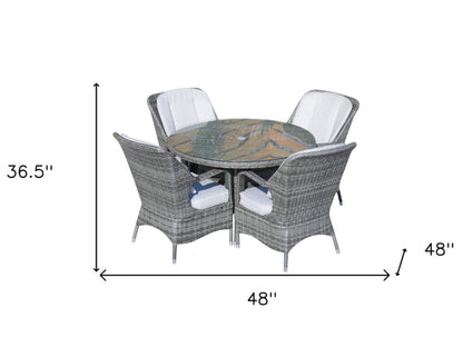 Five Piece Gray Round Glass Dining Set HomeRoots