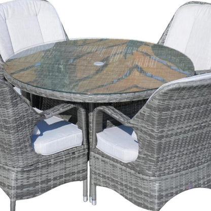 Five Piece Gray Round Glass Dining Set HomeRoots