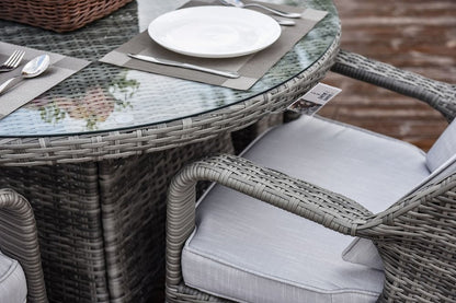 Five Piece Gray Round Glass Dining Set HomeRoots