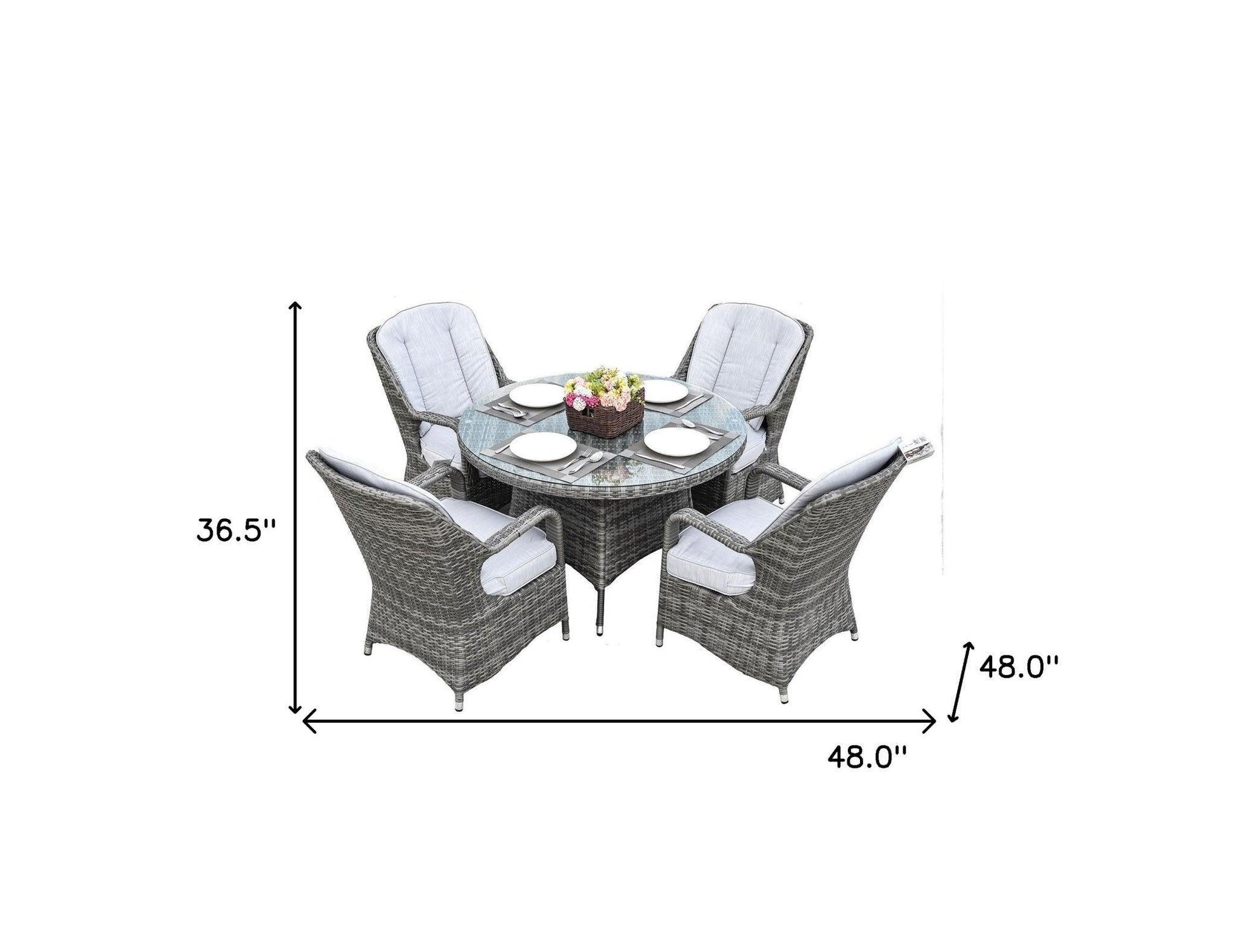 Five Piece Gray Round Glass Dining Set - FurniFindUSA