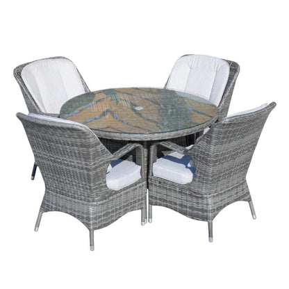 Five Piece Gray Round Glass Dining Set HomeRoots