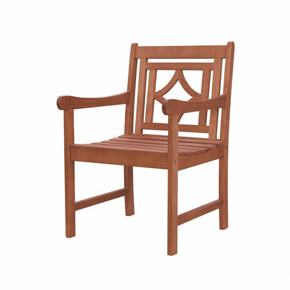 Brown Dining Armchair With Decorative Back - FurniFindUSA