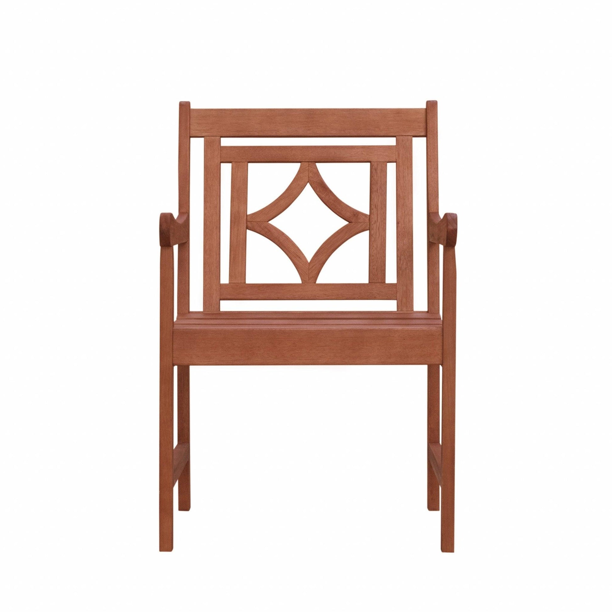 Brown Dining Armchair With Decorative Back - FurniFindUSA