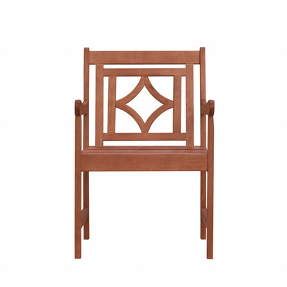 Brown Dining Armchair With Decorative Back - FurniFindUSA