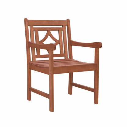 Brown Dining Armchair With Decorative Back - FurniFindUSA