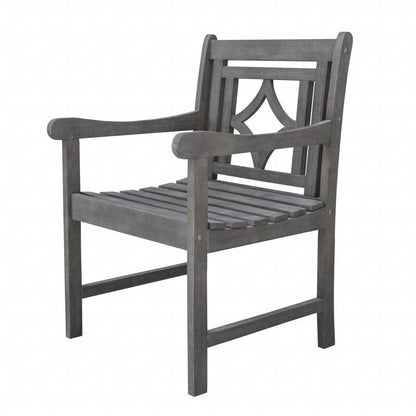 Distressed Dining Armchair With Decorative Back - FurniFindUSA
