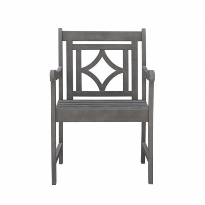 Distressed Dining Armchair With Decorative Back - FurniFindUSA