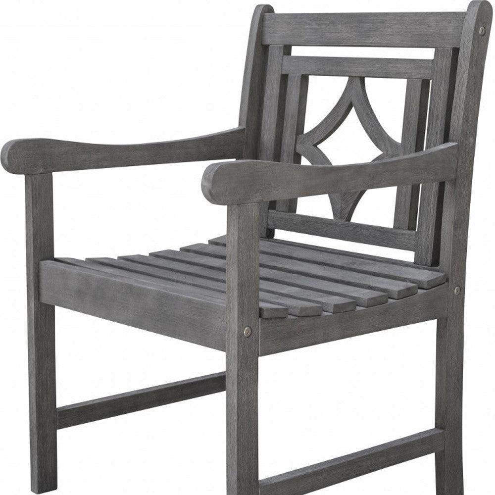 Distressed Dining Armchair With Decorative Back - FurniFindUSA