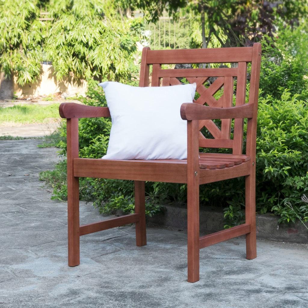 Brown Dining Armchair With Hatched Back - FurniFindUSA