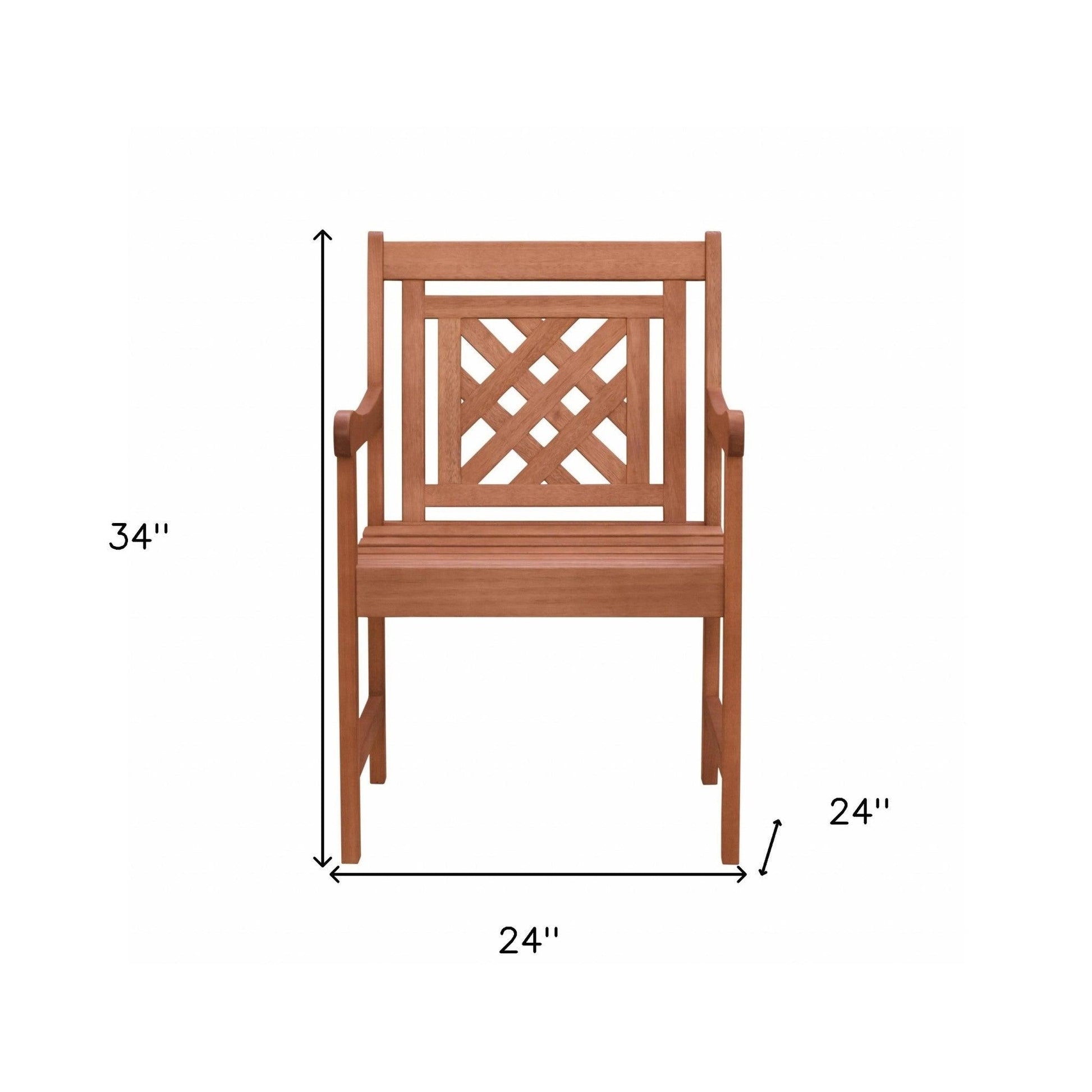 Brown Dining Armchair With Hatched Back - FurniFindUSA