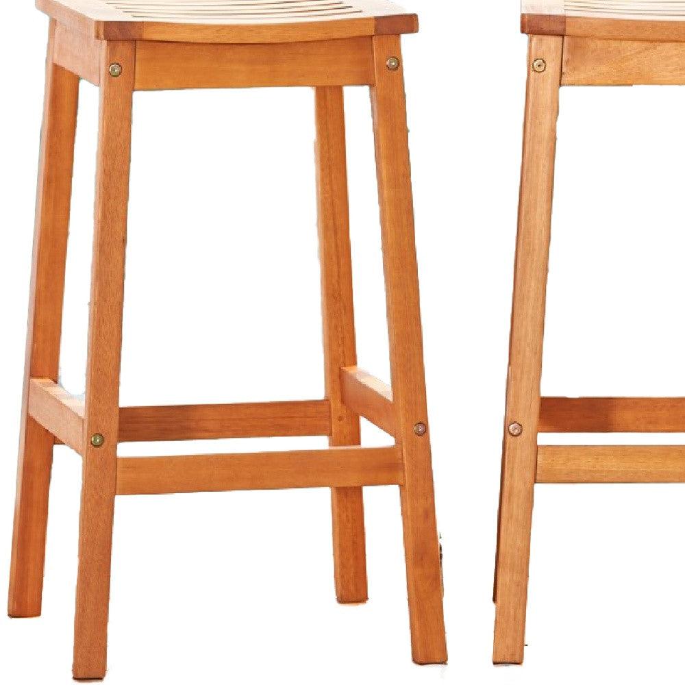 Natural Wood Patio Dining Stool - FurniFindUSA