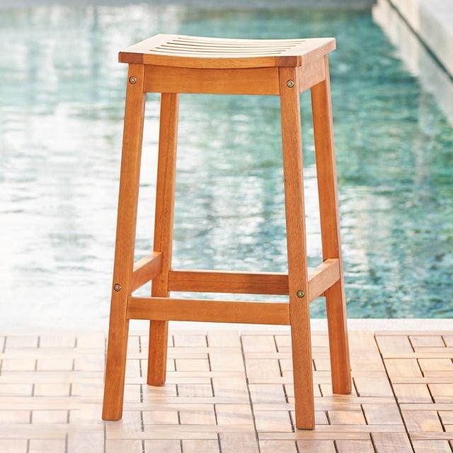 Natural Wood Patio Dining Stool - FurniFindUSA