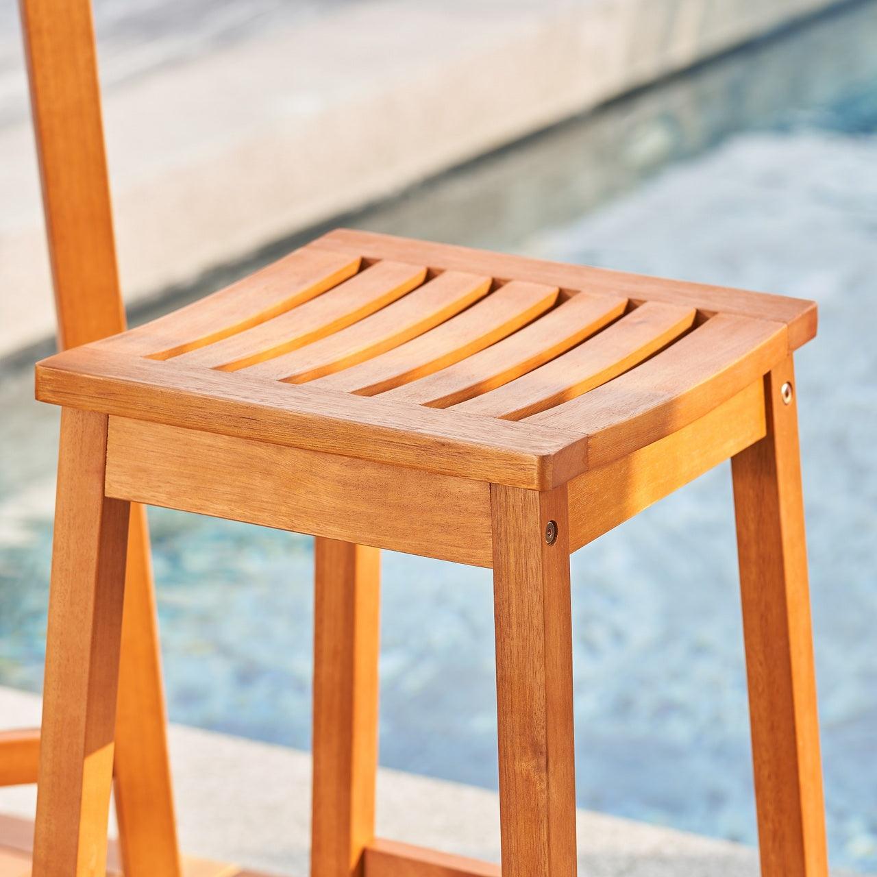 Natural Wood Patio Dining Stool - FurniFindUSA