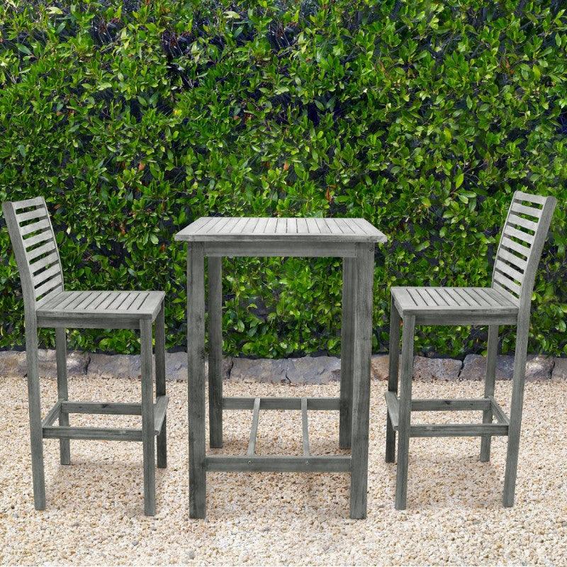 49" Gray Indoor Outdoor Bar Height Chair With Footrest - FurniFindUSA