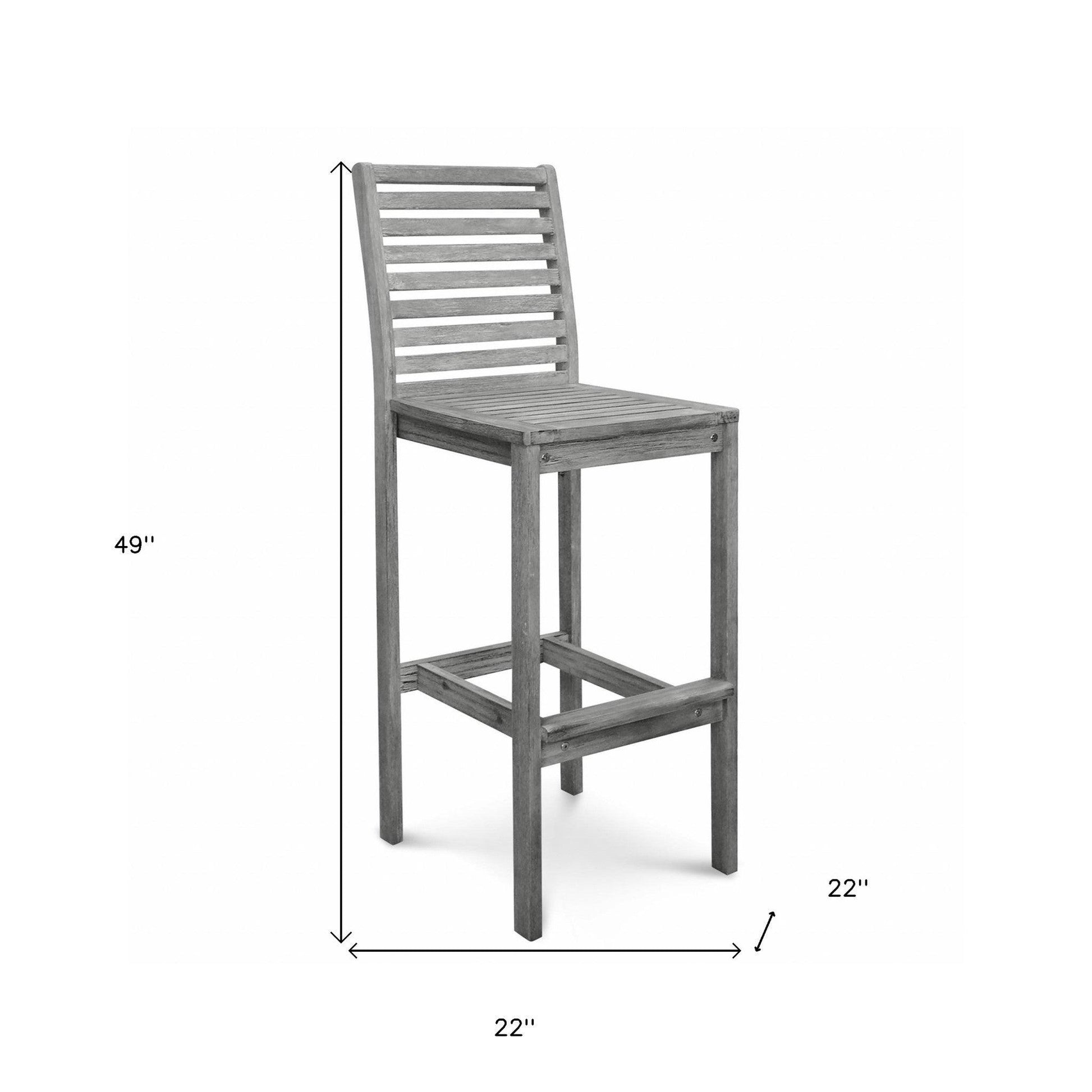 49" Gray Indoor Outdoor Bar Height Chair With Footrest - FurniFindUSA