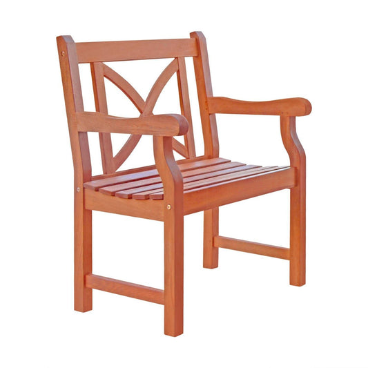 Brown Patio Armchair With Cross Back Design - FurniFindUSA