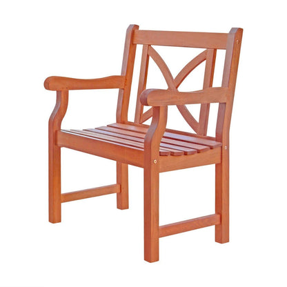 Brown Patio Armchair With Cross Back Design - FurniFindUSA